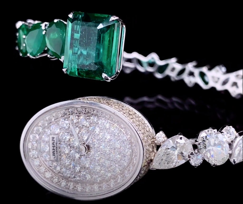 Emerald and Diamond Cleo watch by Jahan Emerald and Diamond Cleo watch by Jahan