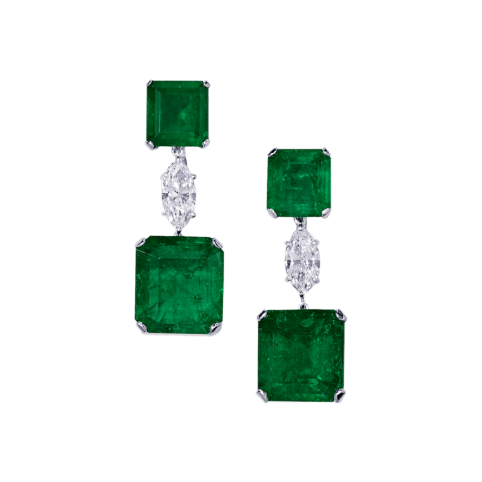 Emerald and Diamond Necklace, Earring and Ring Set - Jahan Jewellery