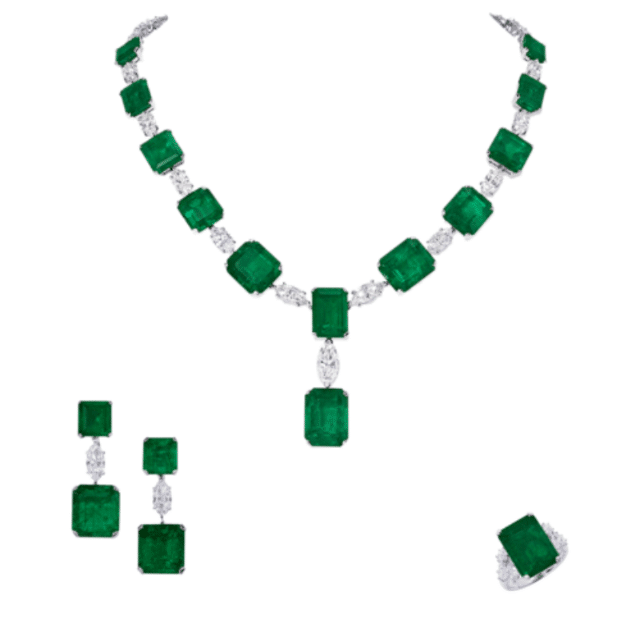 emerald and diamond set