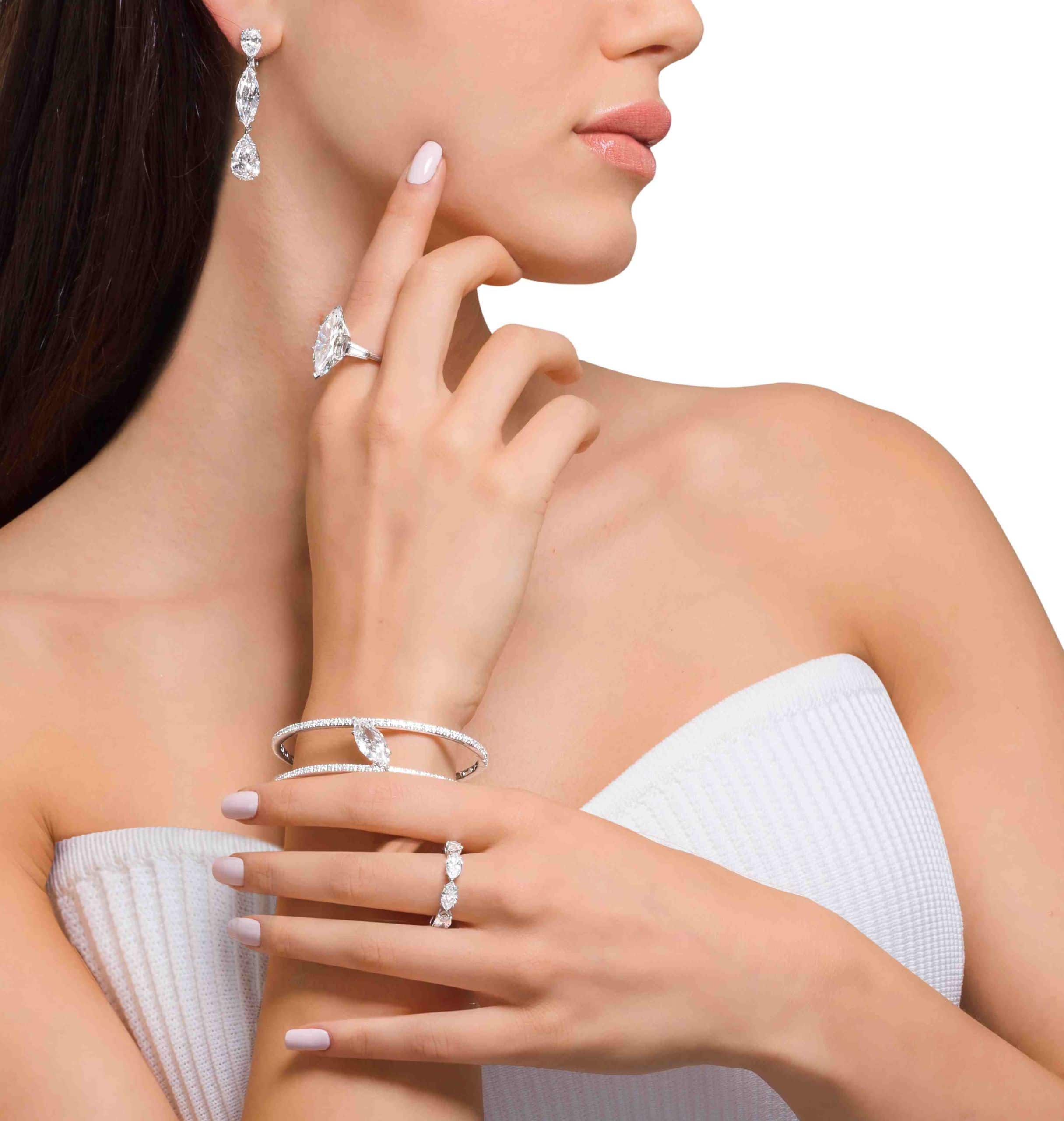 Diamond marquise cut bangle Jahan Jewellery