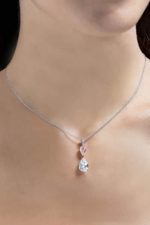 Lightbox Lab-Grown .50ct Pink Diamond Halo Pendant Necklace in 10k White  Gold – Bailey's Fine Jewelry