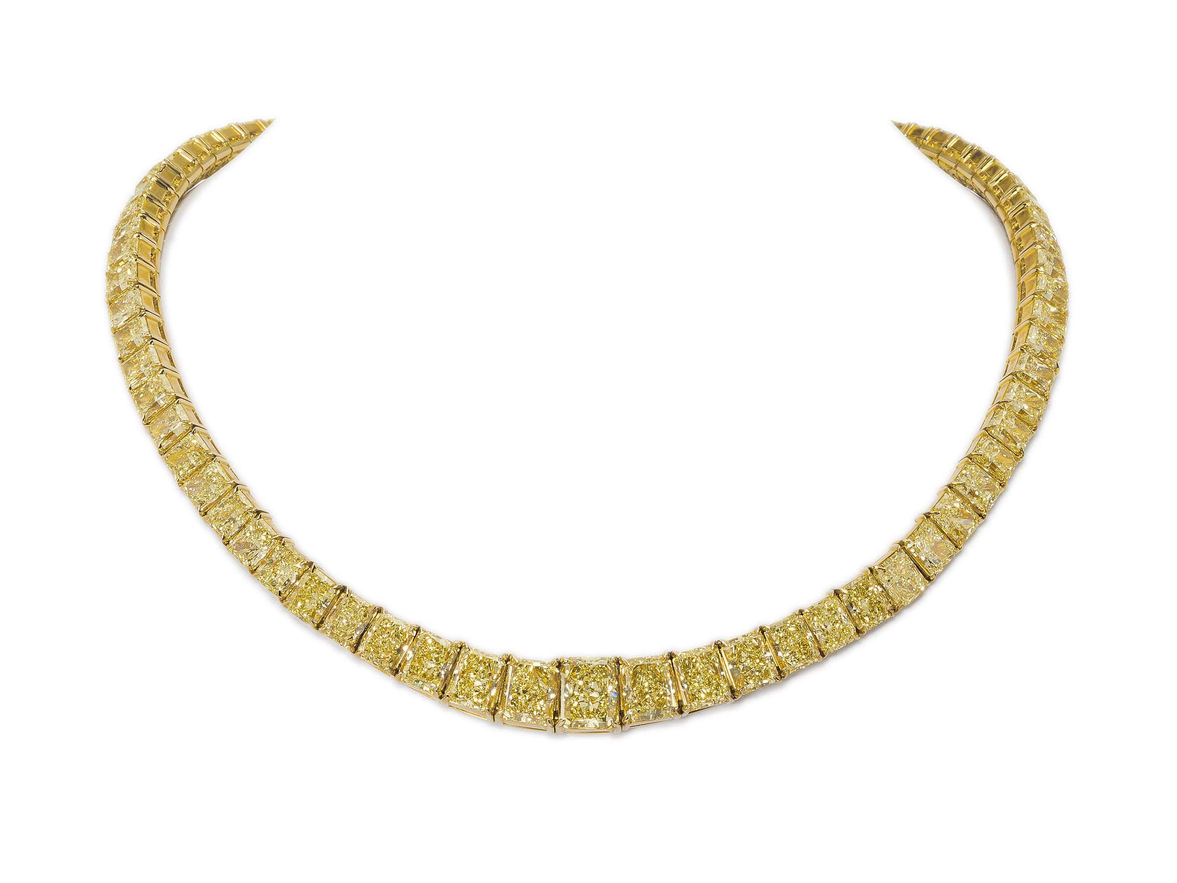 Tennis Chain Iced 14k Gold Vermeil 925 Silver Yellow Canary Diamond Necklace  3mm