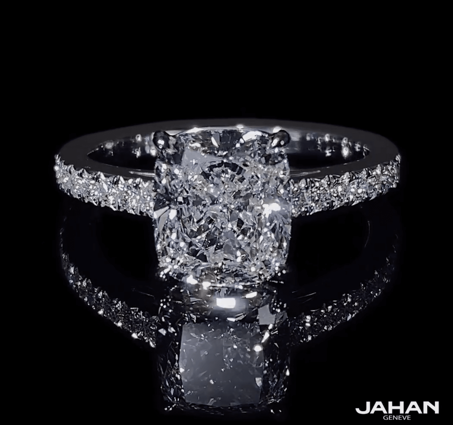 Cushion cut diamond engagement ring